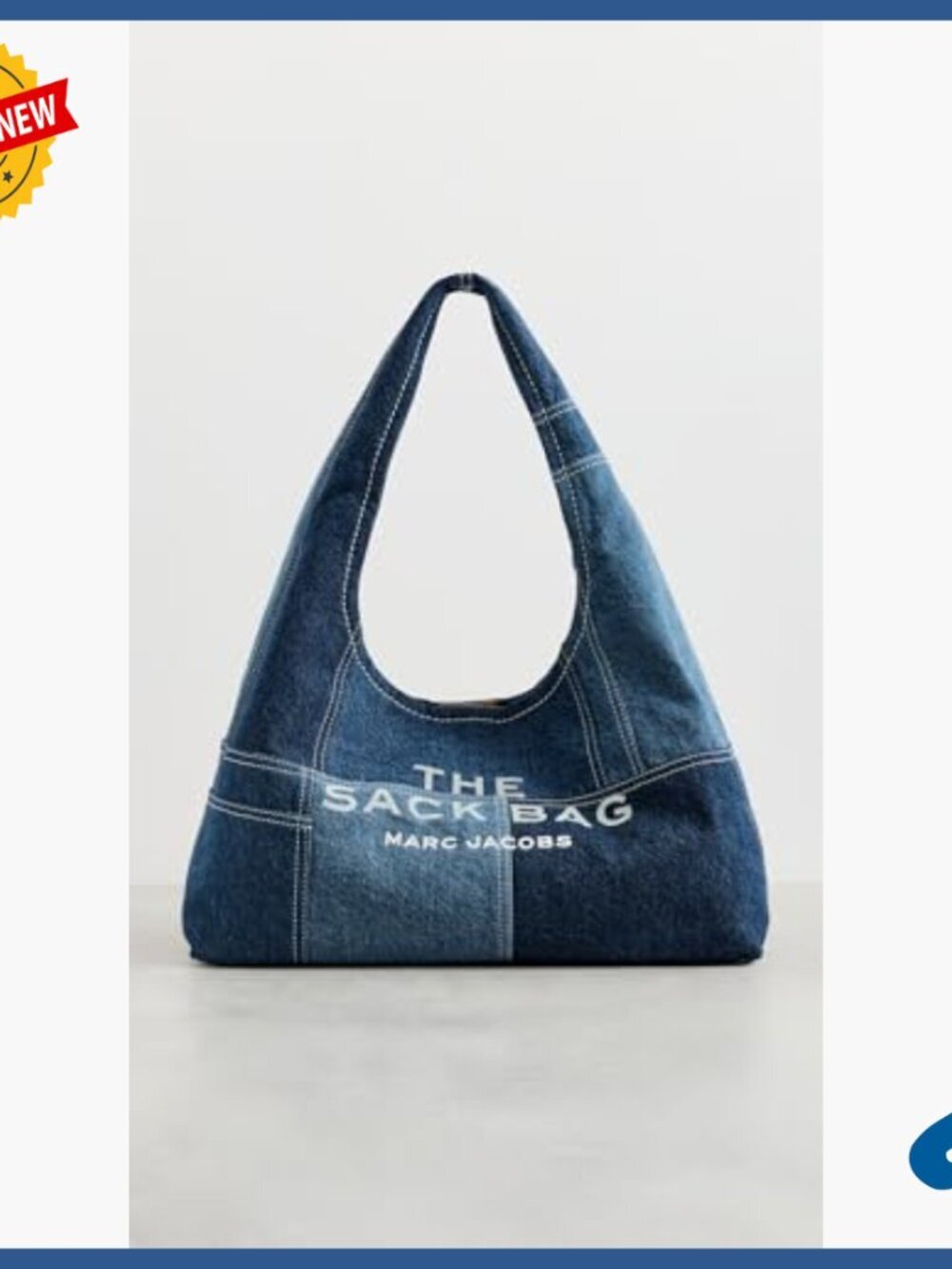 Medium Denim Shoulder Bag with Magnetic Closure, Rectangular Shape - Picture 2 of 5